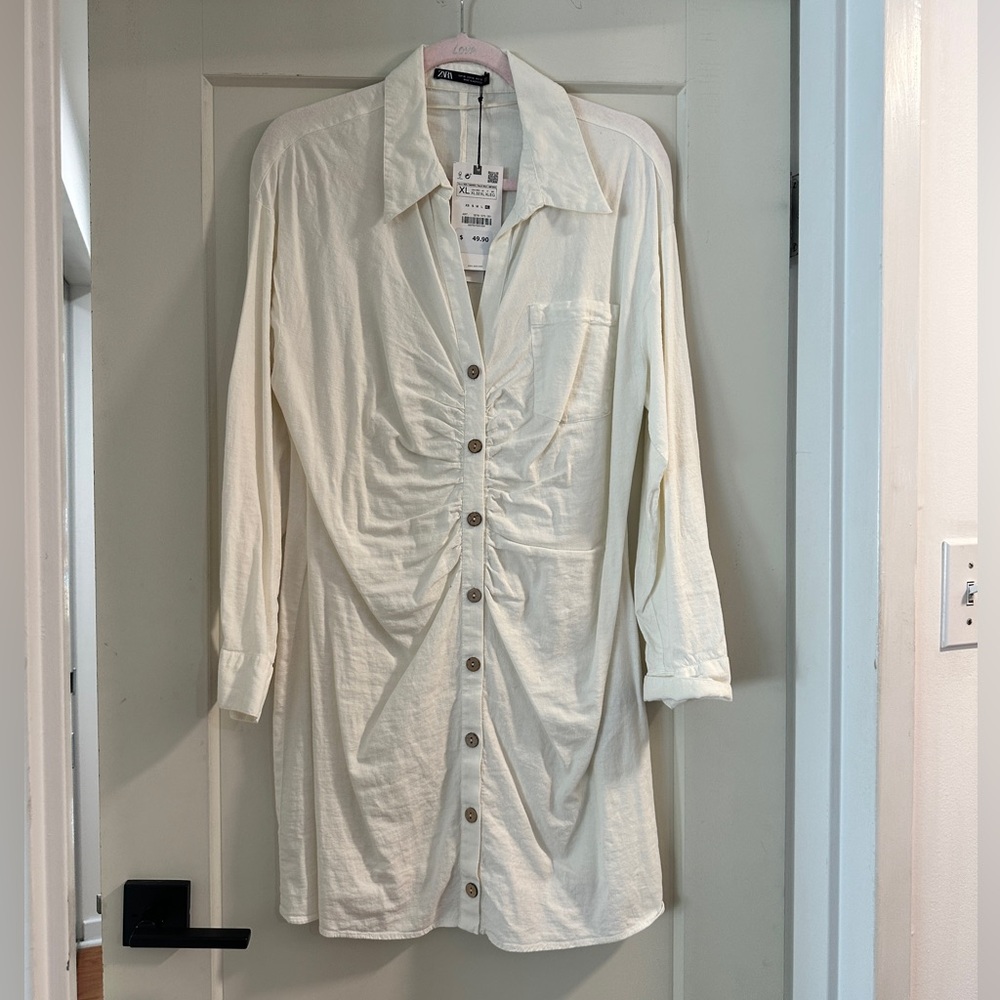 Linen Zara button up dress - XL